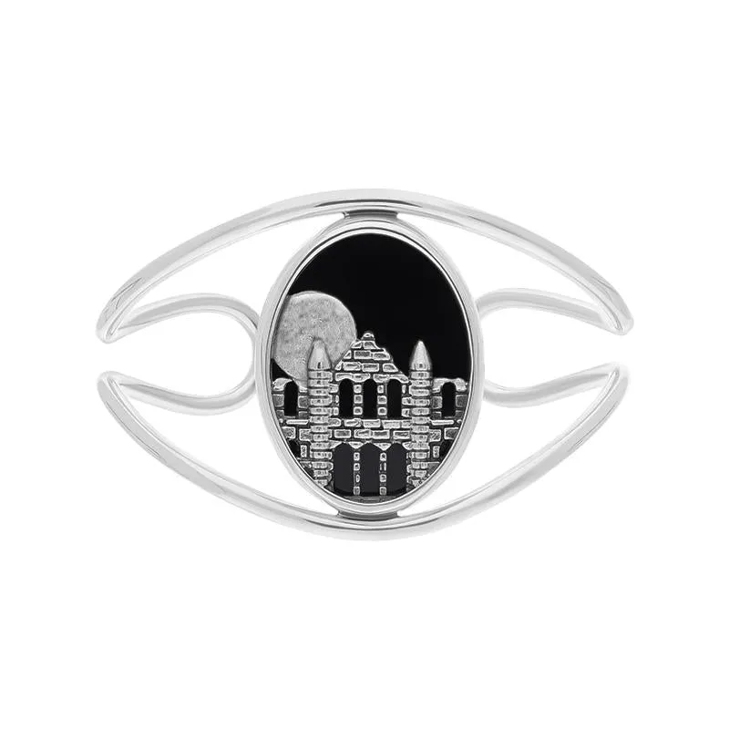 Sterling Silver Whitby Jet Gothic Moon and Abbey Cuff Bangle sold by Jura Watches product image thumbnail 2