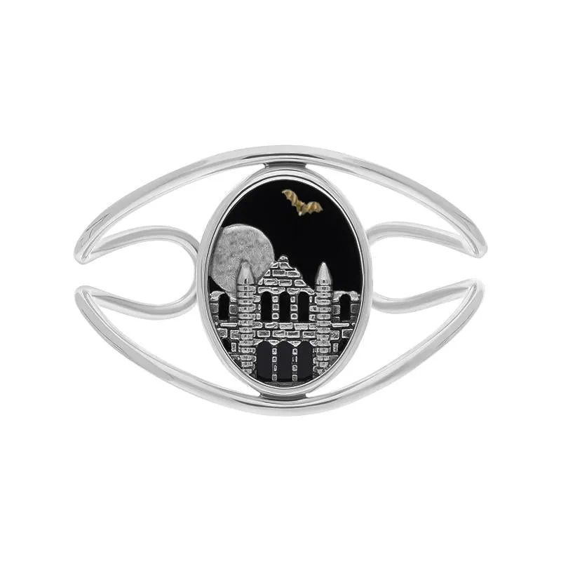 Sterling Silver 9ct Yellow Gold Whitby Jet Moon Abbey Bat Cuff Bangle sold by Jura Watches product image thumbnail 2