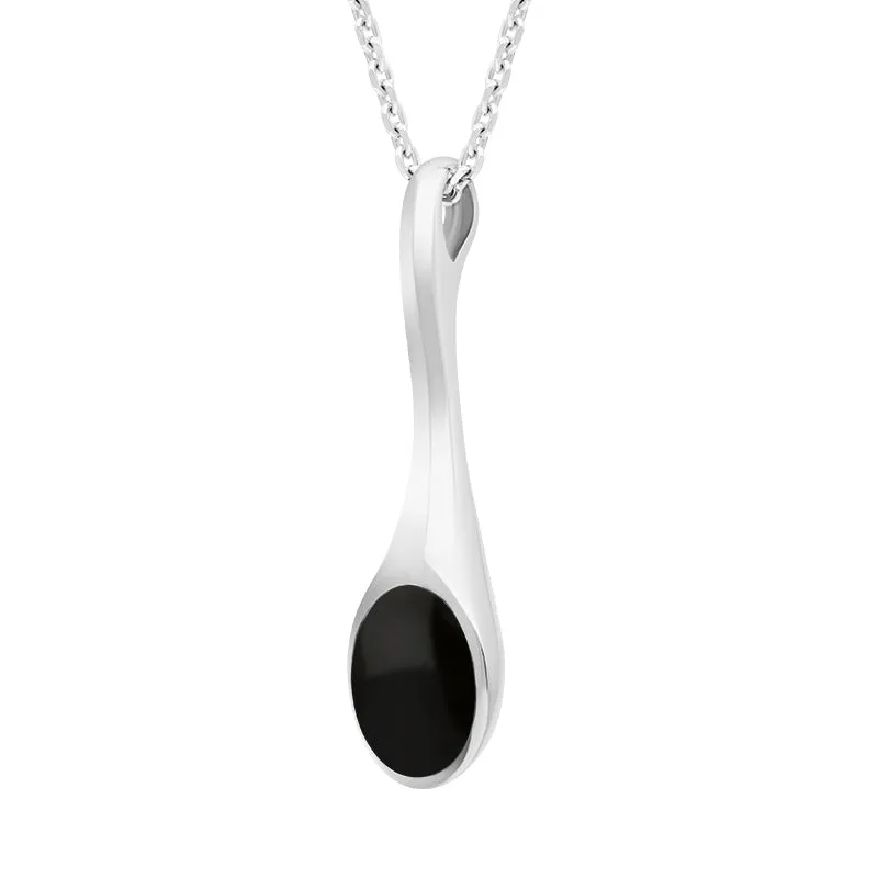 Sterling Silver Whitby Jet Oval Long Drop Necklace sold by Jura Watches product image thumbnail 2