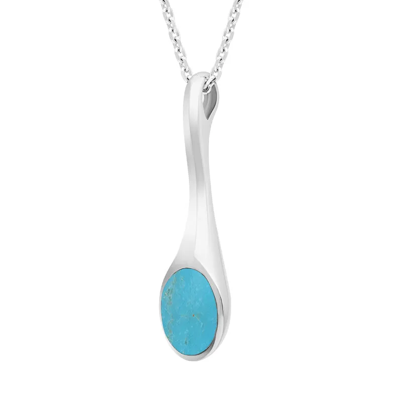 Sterling Silver Turquoise Oval Long Tapered Drop Necklace sold by Jura Watches product image thumbnail 2