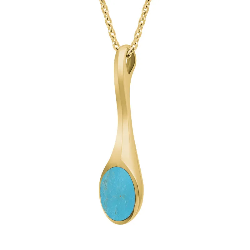 9ct Yellow Gold Turquoise Oval Long Tapered Drop Necklace sold by Jura Watches product image thumbnail 2