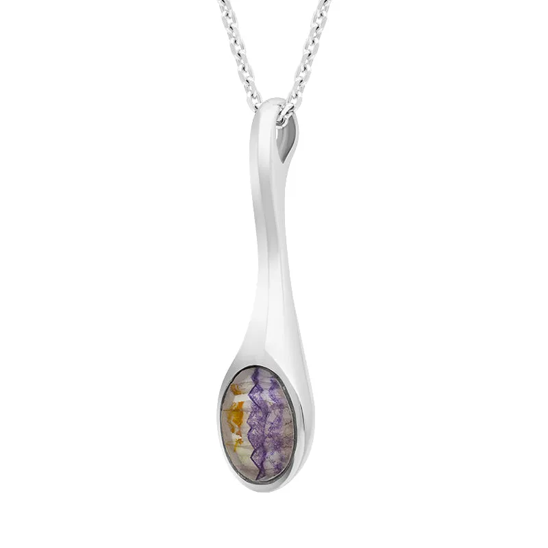 Sterling Silver Blue John Oval Long Tapered Drop Necklace sold by Jura Watches product image thumbnail 2