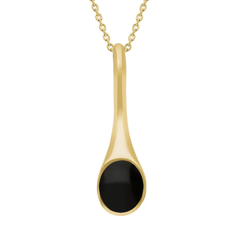 9ct Yellow Gold Whitby Jet Oval Long Drop Necklace sold by Jura Watches