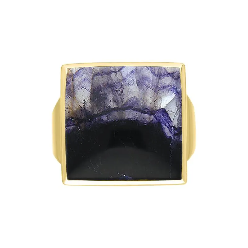 9ct Yellow Gold Blue John Small Square Ring sold by Jura Watches product image thumbnail 3