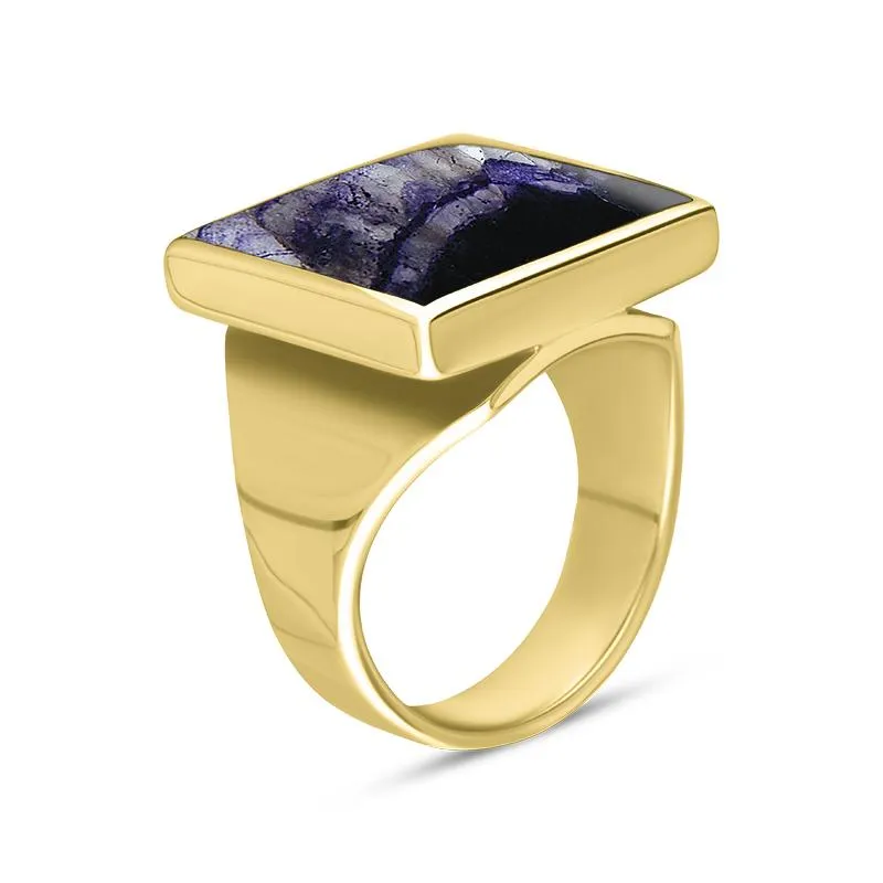 9ct Yellow Gold Blue John Small Square Ring sold by Jura Watches product image thumbnail 2