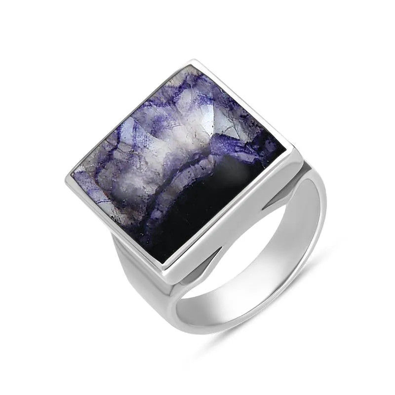 9ct White Gold Blue John Small Square Ring sold by Jura Watches