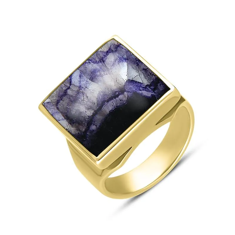 18ct Yellow Gold Blue John Small Square Ring sold by Jura Watches