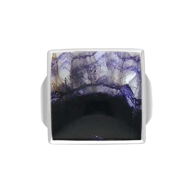 18ct White Gold Blue John Small Square Ring sold by Jura Watches product image thumbnail 3