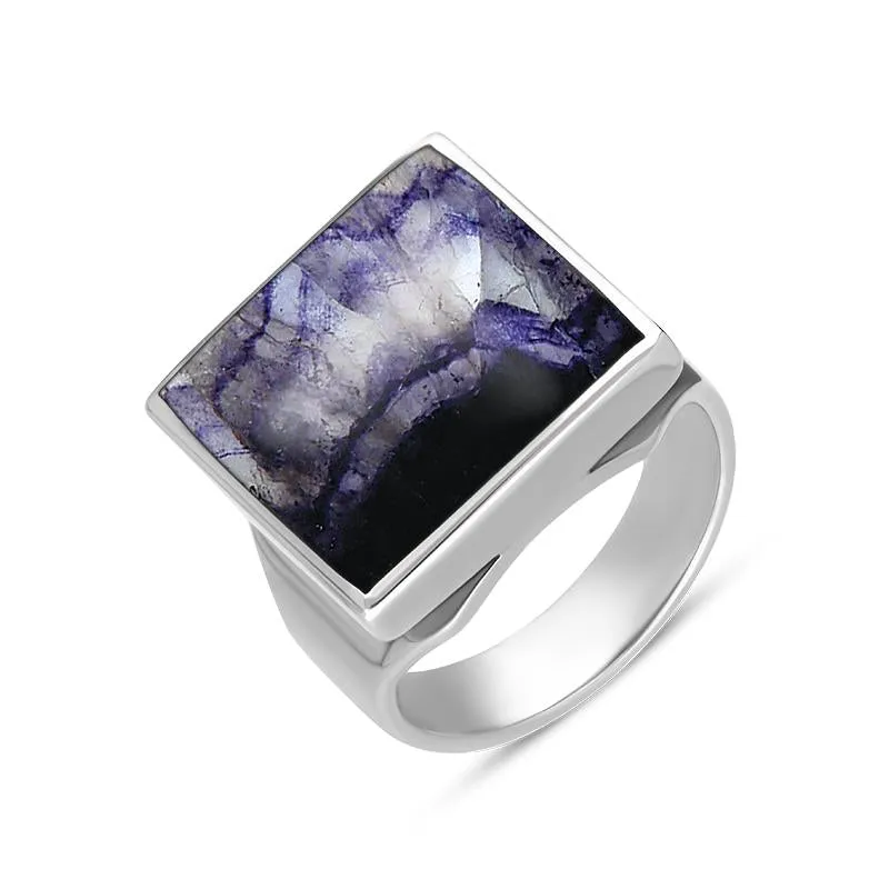 18ct White Gold Blue John Small Square Ring sold by Jura Watches