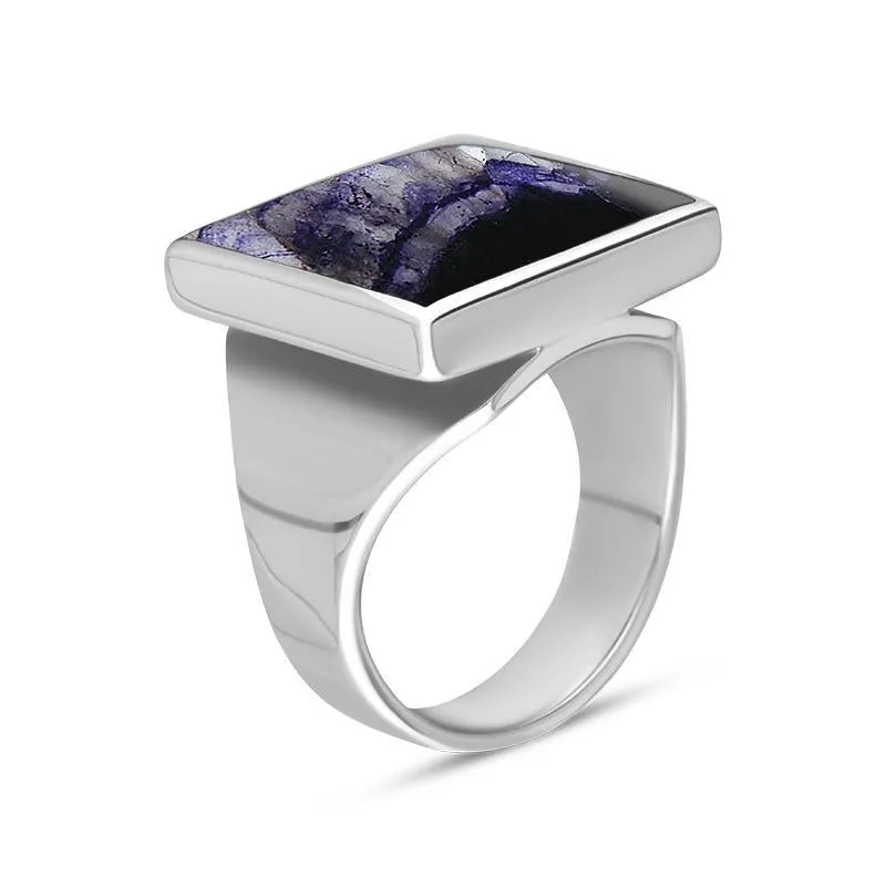 18ct White Gold Blue John Small Square Ring sold by Jura Watches product image thumbnail 2