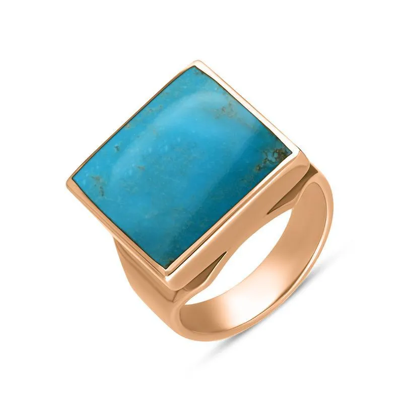 18ct Rose Gold Turquoise Small Square Ring sold by Jura Watches