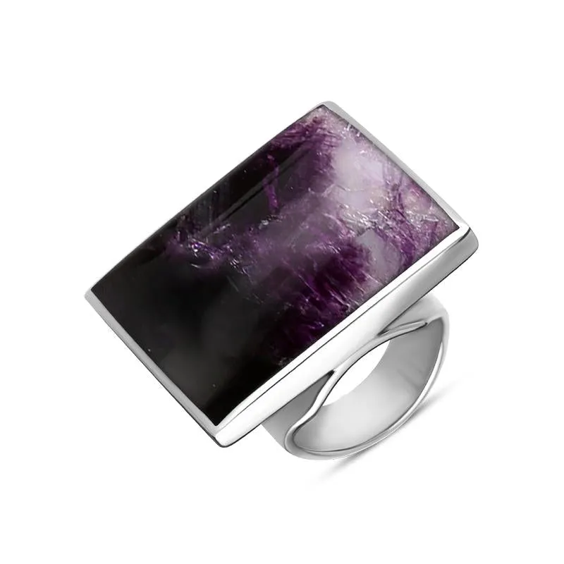 9ct White Gold Blue John Large Square Ring sold by Jura Watches