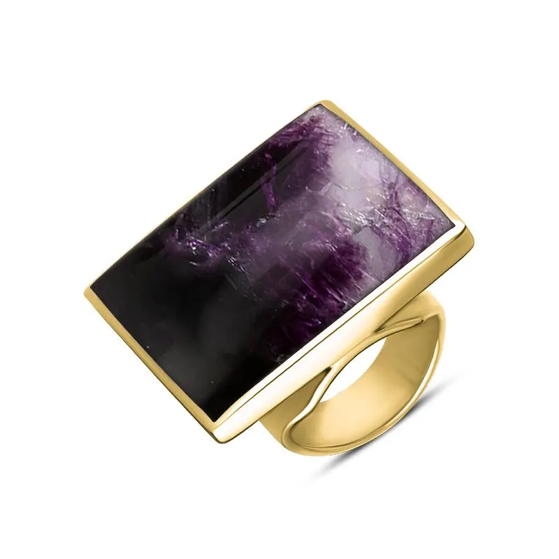 9ct Yellow Gold Blue John Large Square Ring sold by Jura Watches
