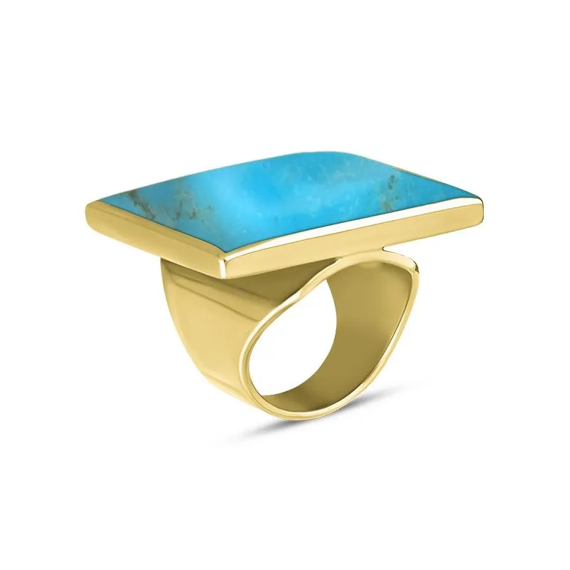 9ct Yellow Gold Turquoise Large Square Ring sold by Jura Watches product image thumbnail 2