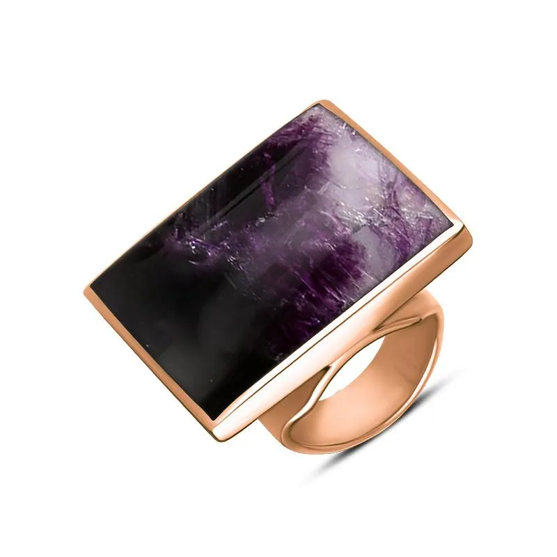 9ct Rose Gold Blue John Large Square Ring sold by Jura Watches