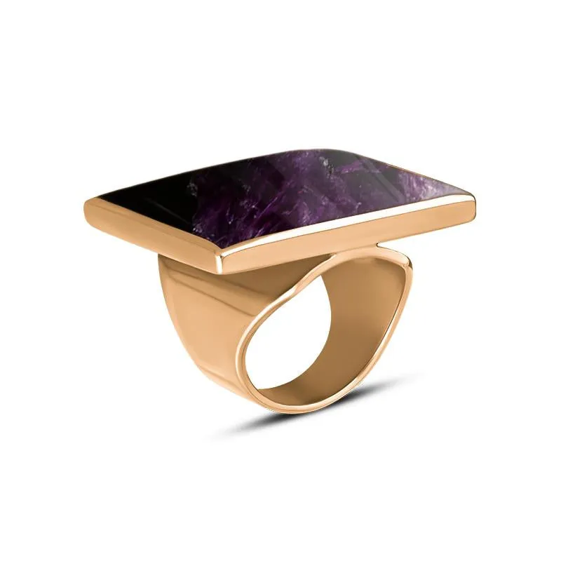 9ct Rose Gold Blue John Large Square Ring sold by Jura Watches product image thumbnail 2