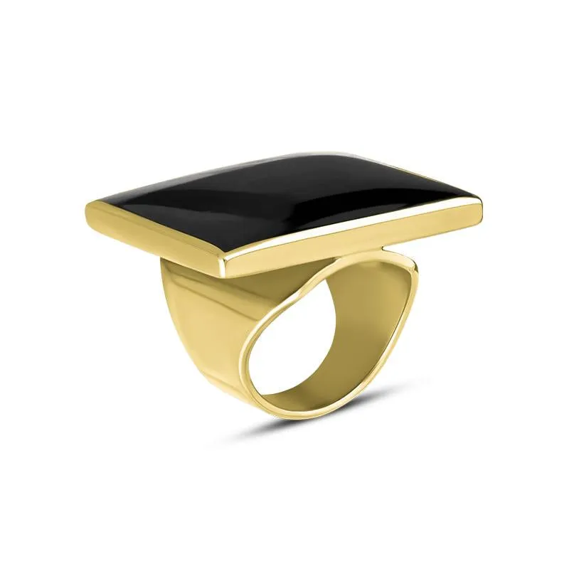 18ct Yellow Gold Whitby Jet Large Square Ring sold by Jura Watches product image thumbnail 2