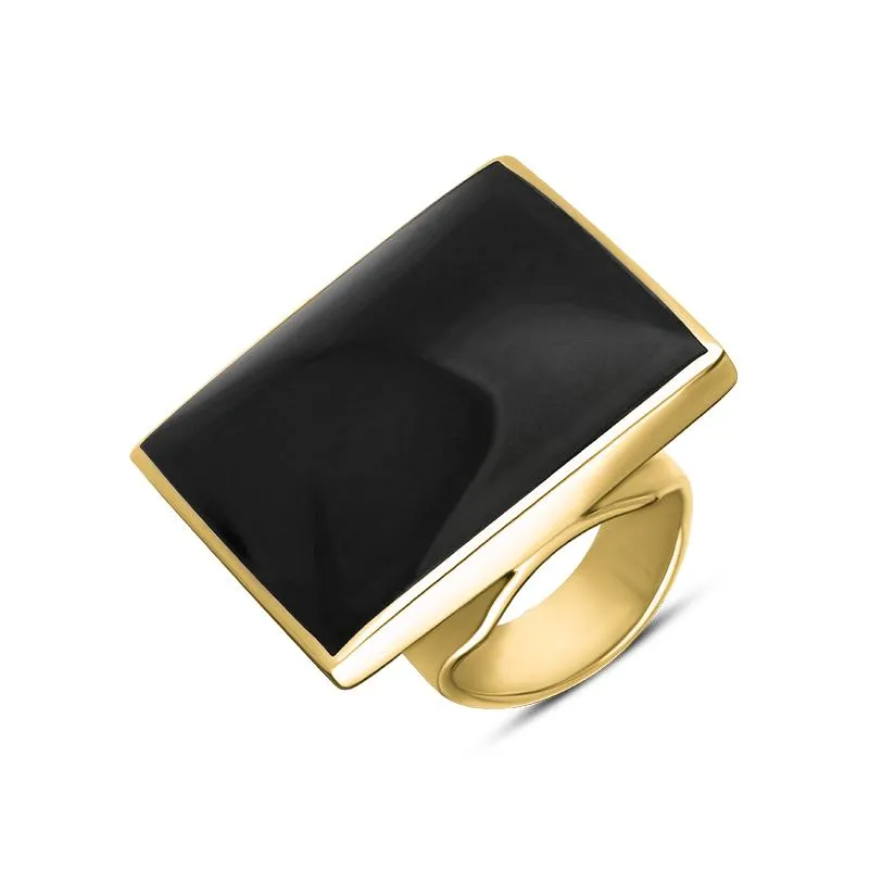 18ct Yellow Gold Whitby Jet Large Square Ring sold by Jura Watches