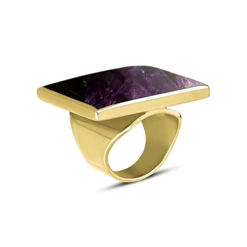 18ct Yellow Gold Blue John Large Square Ring sold by Jura Watches product image thumbnail 2