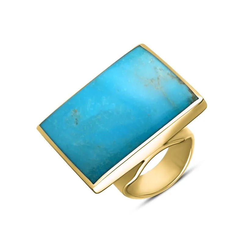 18ct Yellow Gold Turquoise Large Square Ring sold by Jura Watches