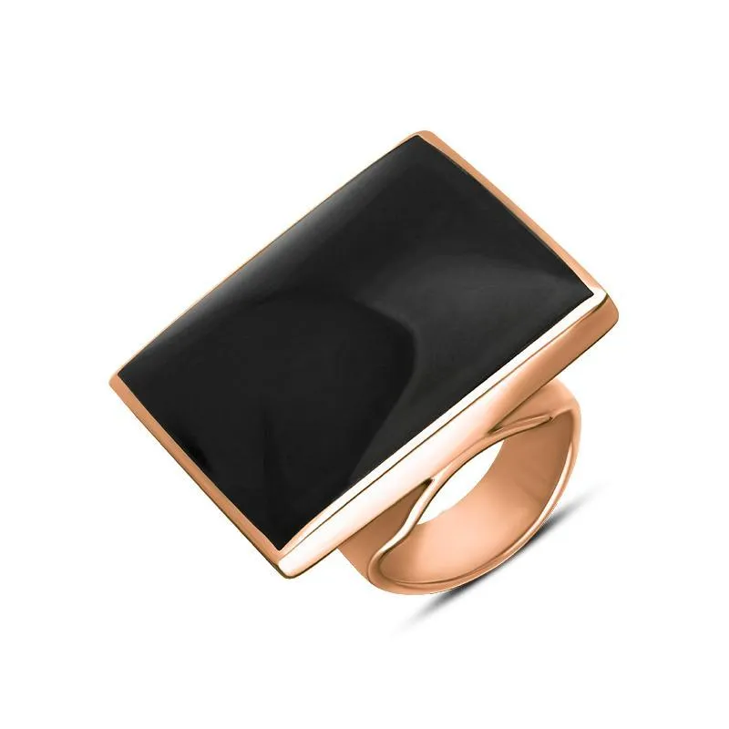 18ct Rose Gold Whitby Jet Large Square Ring sold by Jura Watches