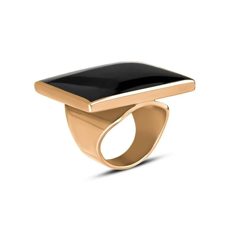 18ct Rose Gold Whitby Jet Large Square Ring sold by Jura Watches product image thumbnail 2
