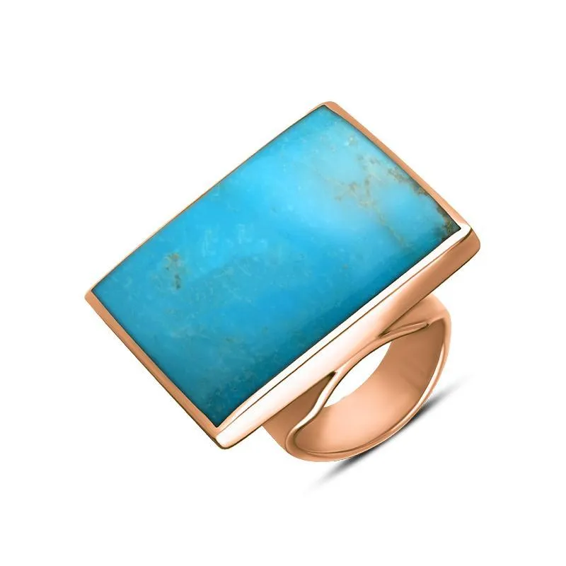 18ct Rose Gold Turquoise Large Square Ring sold by Jura Watches