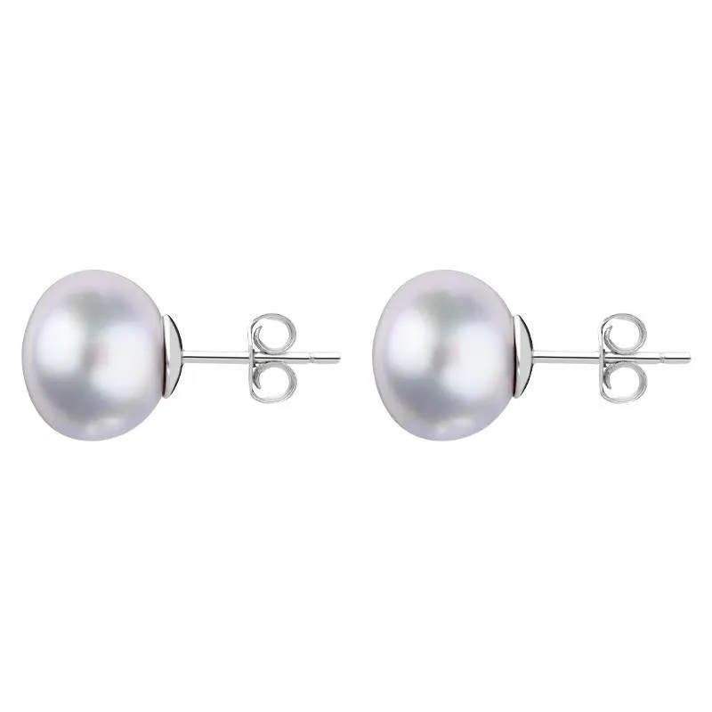 Sterling Silver 10mm Grey Freshwater Pearl Stud Earrings sold by Jura Watches product image thumbnail 2