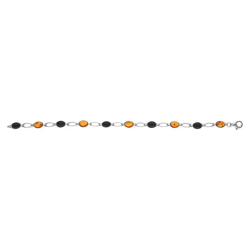 Sterling Silver Whitby Jet Amber Ten Stone Oval Bracelet sold by Jura Watches product image thumbnail 2