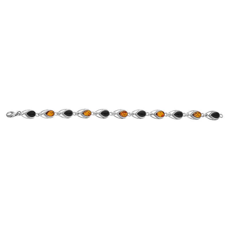 Sterling Silver Whitby Jet Amber Celtic Twelve Stone Pear Bracelet sold by Jura Watches product image thumbnail 2
