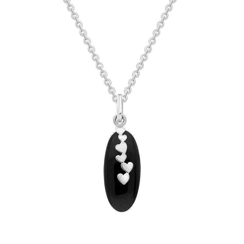 Sterling Silver Whitby Jet Cascading Hearts Necklace sold by Jura Watches