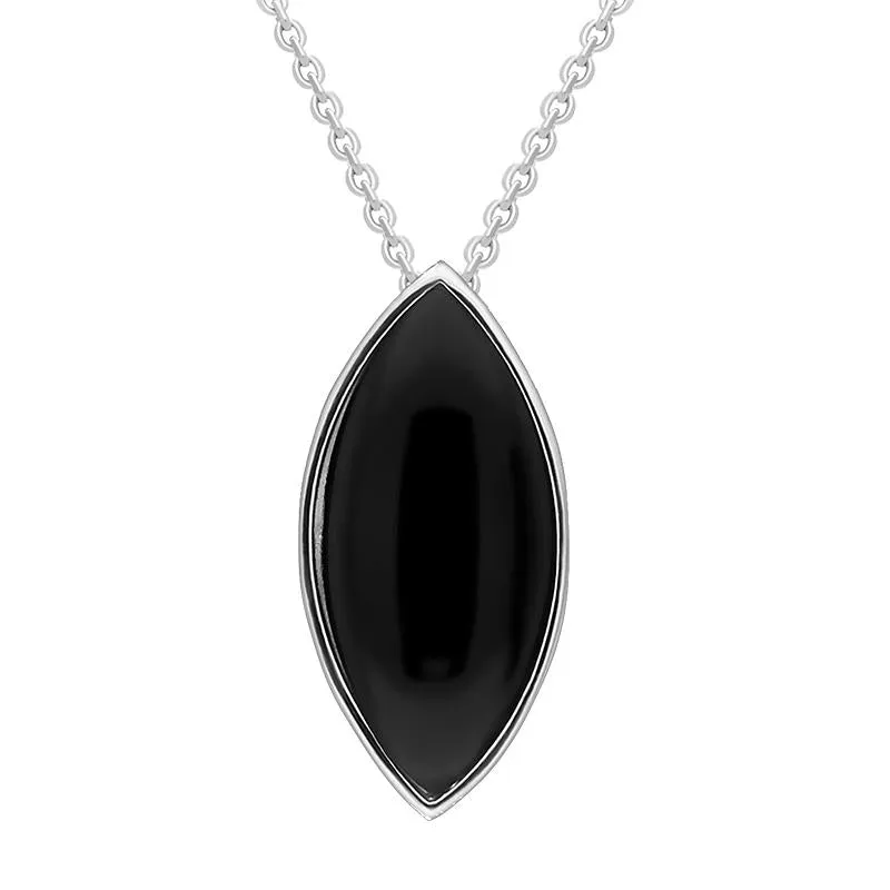 Sterling Silver Whitby Jet Marquise Pendant sold by Jura Watches