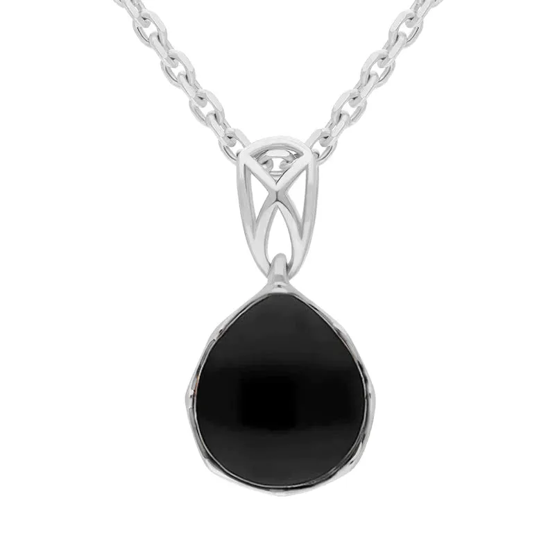 Sterling Silver Whitby Jet Small Pear Pendant sold by Jura Watches