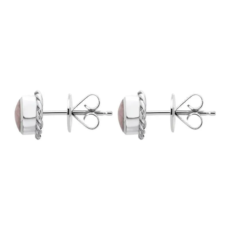 Sterling Silver Rhodochrosite Round Twist Edge Stud Earrings sold by Jura Watches product image thumbnail 2