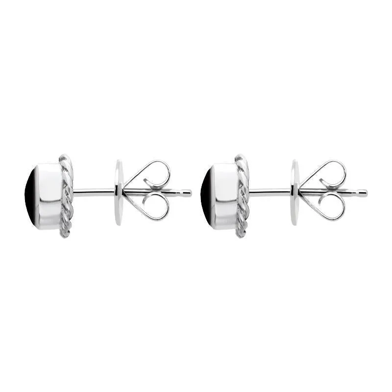 9ct White Gold Whitby Jet Round Twist Edge Stud Earrings sold by Jura Watches product image thumbnail 2