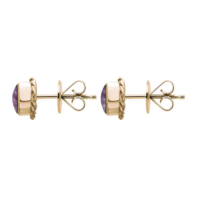 9ct Rose Gold Blue John Round Twist Edge Stud Earrings sold by Jura Watches product image thumbnail 2