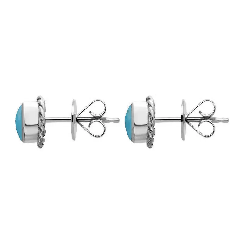 9ct White Gold Turquoise Round Twist Edge Stud Earrings sold by Jura Watches product image thumbnail 2
