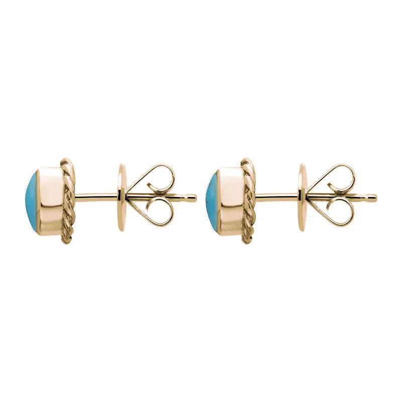 9ct Rose Gold Turquoise Round Twist Edge Stud Earrings sold by Jura Watches product image thumbnail 2