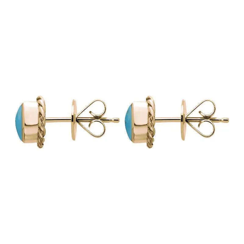 18ct Rose Gold Turquoise Round Twist Edge Stud Earrings sold by Jura Watches product image thumbnail 2