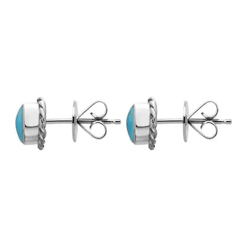 Sterling Silver Turquoise Round Twist Edge Stud Earrings sold by Jura Watches product image thumbnail 2