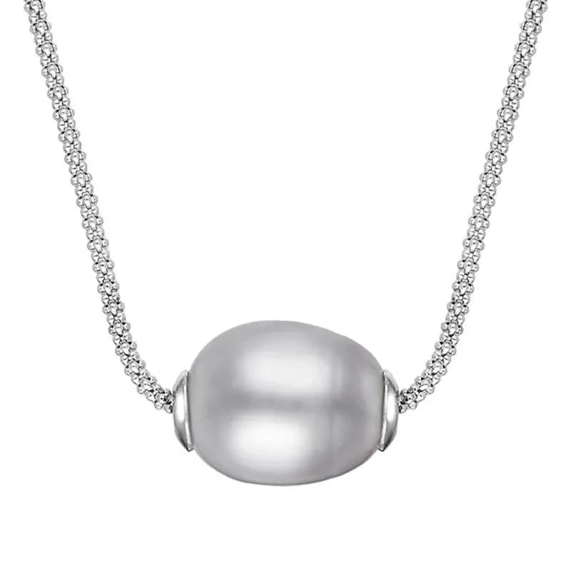 Sterling Silver Grey Baroque Single Pearl Bead Necklace sold by Jura Watches