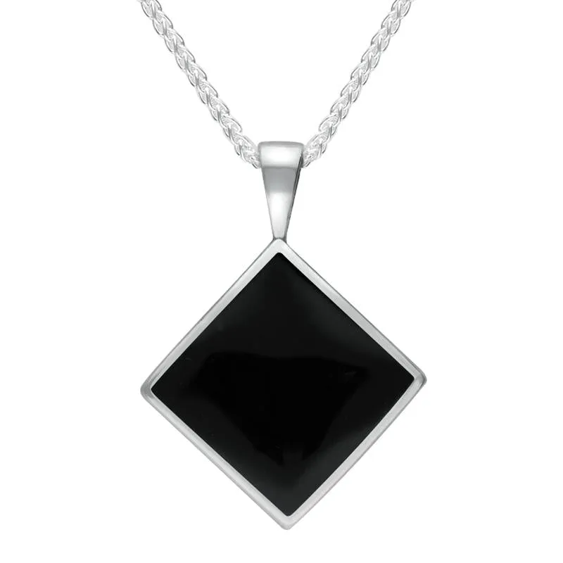 Sterling Silver Whitby Jet Small Rhombus Necklace sold by Jura Watches