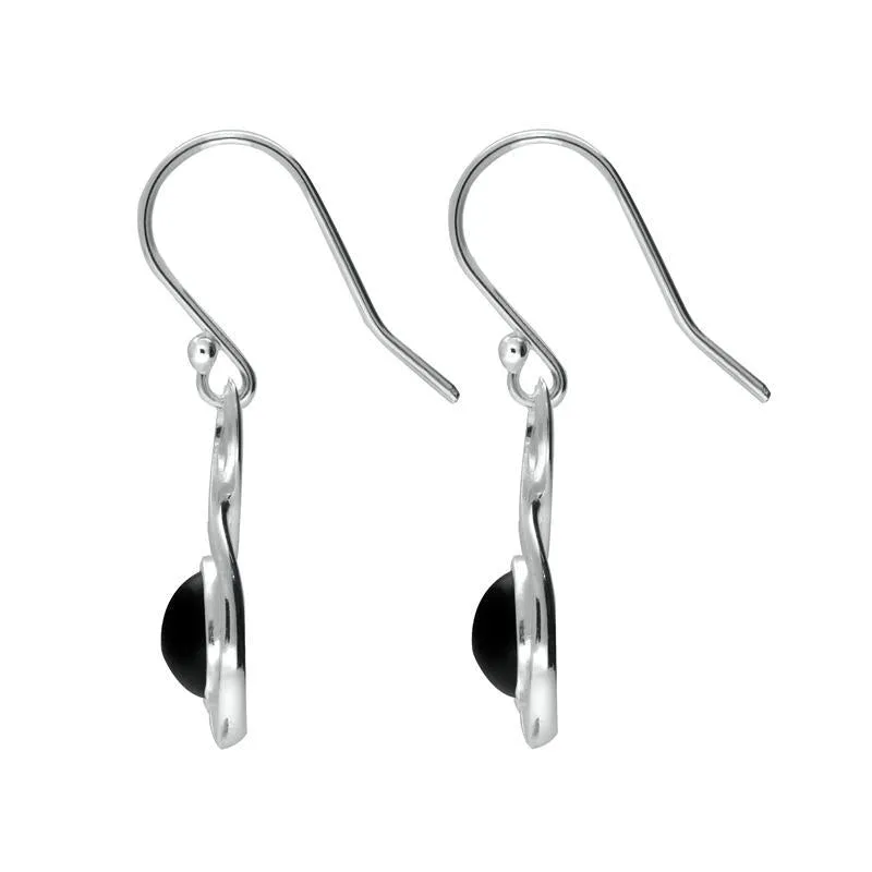 Sterling Silver Whitby Jet Round Ridged Edge Loop Drop Earrings sold by Jura Watches product image thumbnail 2