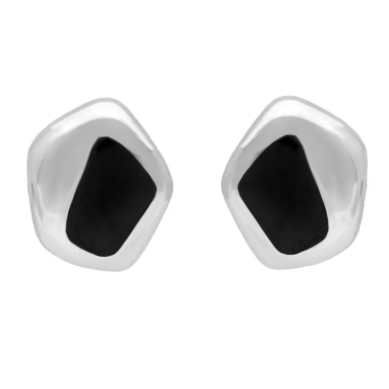 Sterling Silver Whitby Jet Freeform Pentagon Stud Earrings D sold by Jura Watches