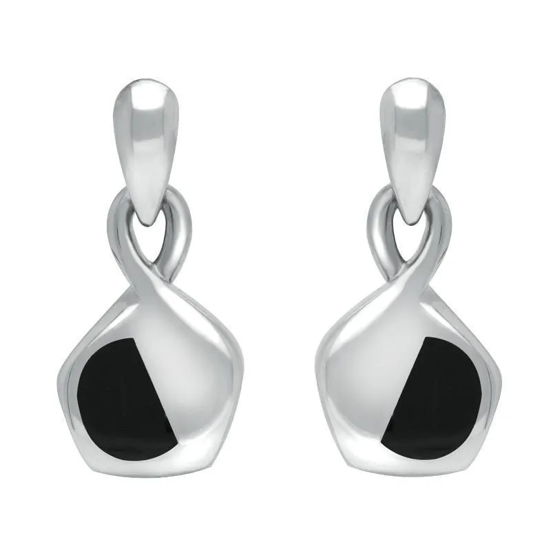 Sterling Silver Whitby Jet Freeform Pentagon Drop Earrings D sold by Jura Watches
