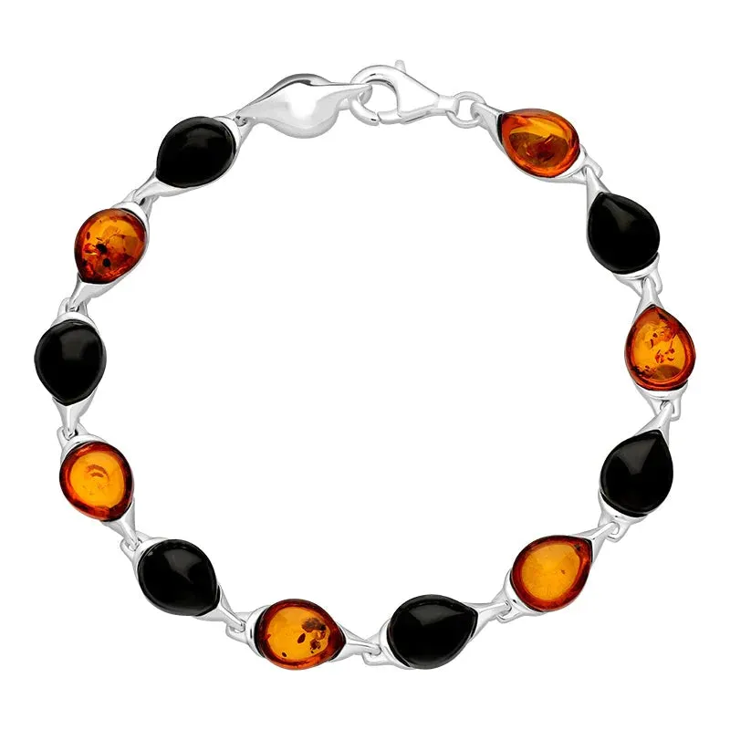 Sterling Silver Whitby Jet Amber Twelve Stone Pear Shaped Bracelet sold by Jura Watches product image thumbnail 2
