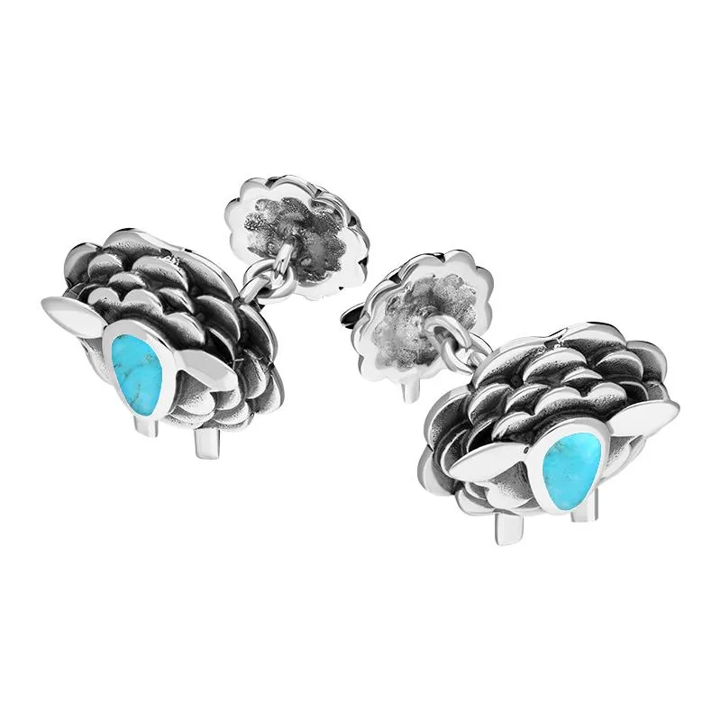 Sterling Silver Turquoise Sheep Chain Link Cufflinks sold by Jura Watches