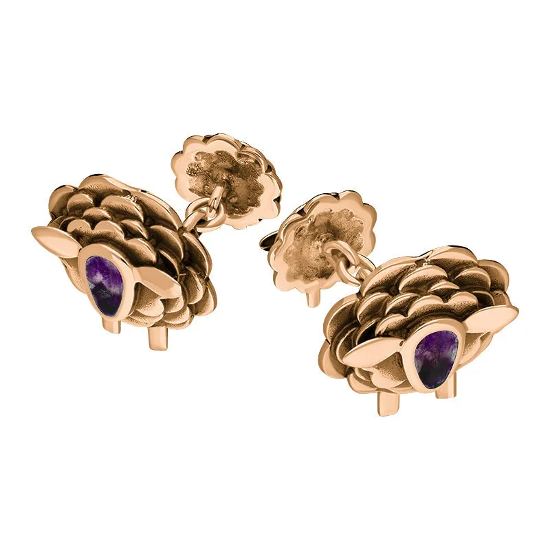 9ct Rose Gold Blue John Sheep Chain Link Cufflinks sold by Jura Watches