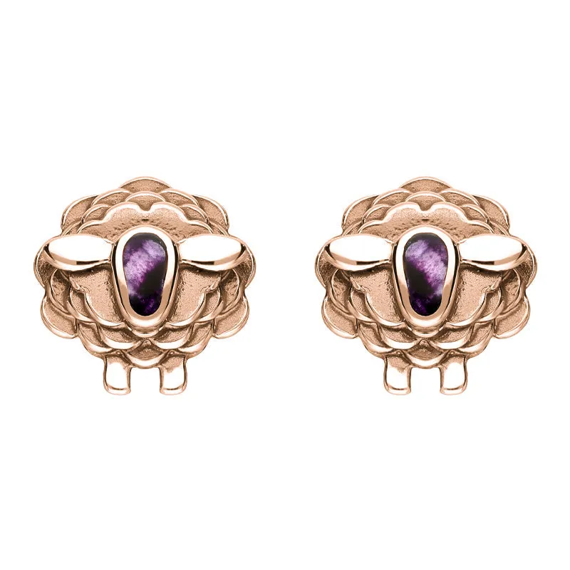 9ct Rose Gold Blue John Sheep Stud Earrings sold by Jura Watches