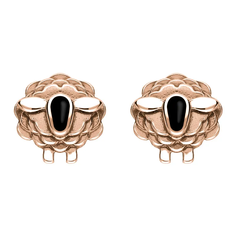 9ct Rose Gold Whitby Jet Sheep Stud Earrings sold by Jura Watches